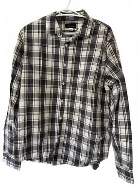 Structure Slim Fit Black and White Plaid Shirt XL